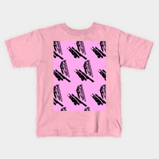 Black intricate fragments on a purple surface. Vector seamless pattern abstraction grunge. Kids T-Shirt